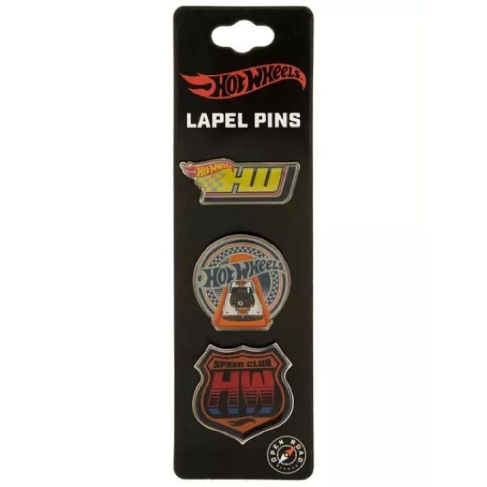 New 3 Hot Wheels Lapel Pin Set - Orange, Yellow, Black